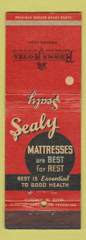 Matchbook Cover - Sealy Mattresses Adams Hotel Denver Colorado