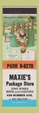 Matchbook Cover - Maxie's Package Liquor