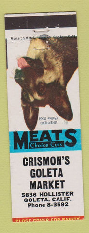 Matchbook Cover - Crismon's Goleta Market Goleta CA German Shepherd