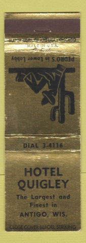 Matchbook Cover - Hotel Quigley Antigo WI