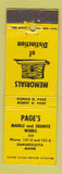 Matchbook Cover - Page's Marble Granite Memorials Damariscotta ME