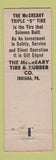 Matchbook Cover - McCreary Tire and Rubber Indiana PA