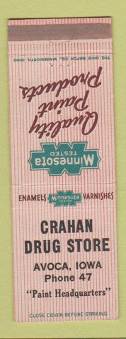 Matchbook Cover - Minnesota Paints Crahan Drug Store Avoca IA