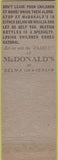 Matchbook Cover - McDonald's Cafe Selma CA Visalia