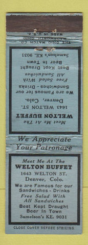 Matchbook Cover - Welton Buffet Denver Colorado WEAR