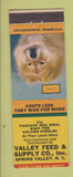 Matchbook Cover - Valley Feed and Supply Spring Valley NY Chow Dog