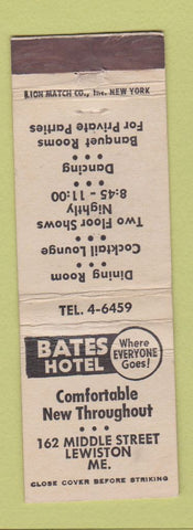 Matchbook Cover - Bates Hotel Lewiston ME WEAR