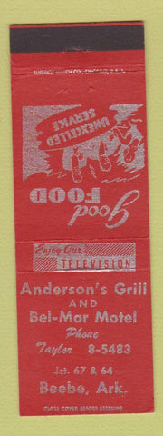 Matchbook Cover - Anderson's Grill Bel Mar Motel Beebe AR