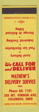 Matchbook Cover - Mathew's Delivery Service Columbus OH