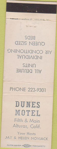 Matchbook Cover - Dunes Motel Alturas CA