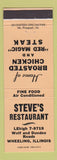 Matchbook Cover - Steve's Restaurant Wheeling IL