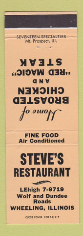 Matchbook Cover - Steve's Restaurant Wheeling IL