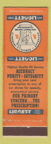 Matchbook Cover - Liggett Drug Stores DD Bean