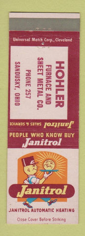 Matchbook Cover - Janitrol Heating Hohler Furance Sheet Metal Sandusky OH