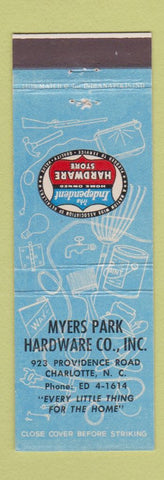 Matchbook Cover - Myers Park Hardware Charlotte NC