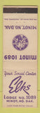 Matchbook Cover - Elks Lodge Minot ND