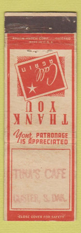 Matchbook Cover - Tina's Cafe Custer SD ARROW STAMPED WEAR
