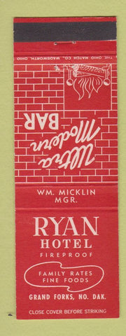 Matchbook Cover - Ryan Hotel Grand Forks ND