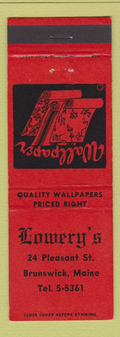 Matchbook Cover - Lowery's Wallpaper Brunswick ME