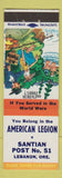 Matchbook Cover - American Legion Santian Post Lebanon OR hillbilly