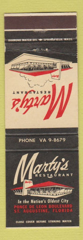 Matchbook Cover - Marty's Restaurant St Augustine FL