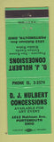 Matchbook Cover - DJ Hulbert Concessions Portsmouth OH