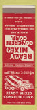 Matchbook Cover - Ready Mixed Concrete Corp Indianapolis IN