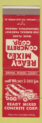 Matchbook Cover - Ready Mixed Concrete Corp Indianapolis IN