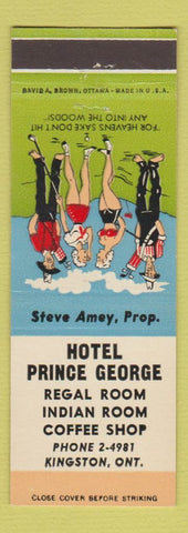Matchbook Cover - Hotel Prince George Kingston ON hillbilly