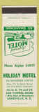 Matchbook Cover - Holiday Motel Asheville NC