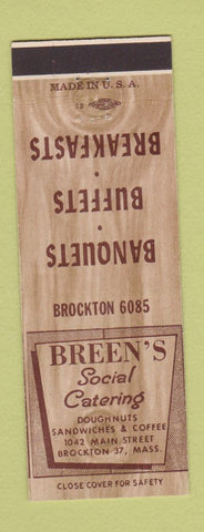 Matchbook Cover - Breen's Social Catering Brockton MA