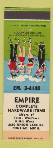 Matchbook Cover - Empire Hardware Pontiac MI hillbilly