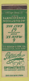 Matchbook Cover - Bausch Optometrists Rochester NY WEAR