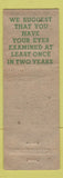 Matchbook Cover - Bausch Optometrists Rochester NY WEAR