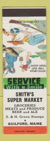 Matchbook Cover - Smith's Super Market Guilford ME hillbilly