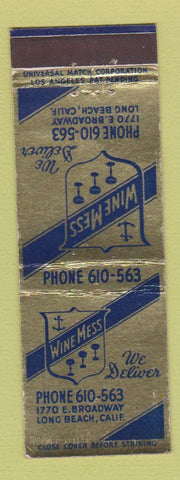Matchbook Cover - Wine Mess Long Beach CA liquor
