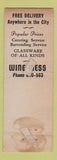 Matchbook Cover - Wine Mess Long Beach CA liquor