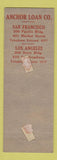 Matchbook Cover - Anchor Plan Loans San Francisco Los Angeles CA