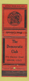 Matchbook Cover - The Democratic Club Denver Colorado