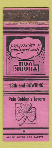 Matchbook Cover - Pete Golden's Tavern Denver Colorado WORN
