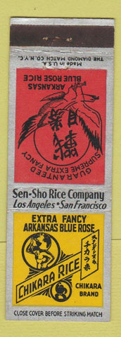 Matchbook Cover - Chikara Rice Sen Sho Los Angeles San Francisco CA