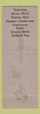 Matchbook Cover - Miller's Men's Clothes Los Angeles CA