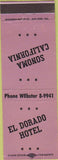 Matchbook Cover - El Dorado Hotel Sonoma CA