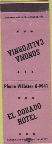 Matchbook Cover - El Dorado Hotel Sonoma CA