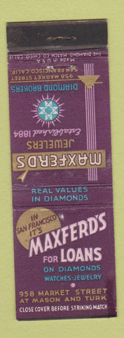Matchbook Cover - Maxferd's Jewelry San Francisco CA