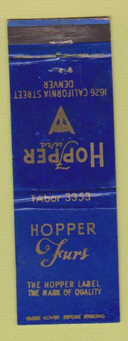 Matchbook Cover - Hopper Furs Denver Colorado WEAR