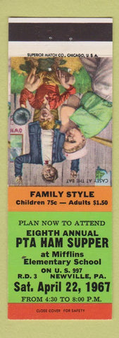 Matchbook Cover - PTA Ham Supper Newville PA 1967