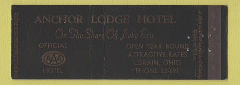 Matchbook Cover - Anchor Lodge Hotel Lorain OH Full Length