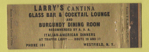 Matchbook Cover - Larry's Cantina Italian Westfield NY WEAR Full Length
