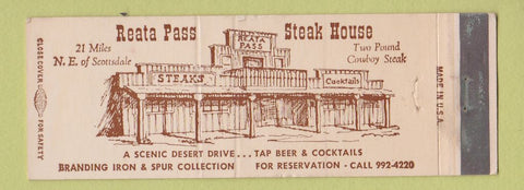 Matchbook Cover - Reata Pass Steak House Scottsdale AZ WEAR Full Length
